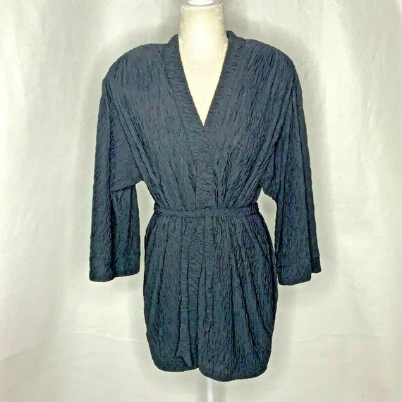 Vintage Robby Len Swim Cover Up SM Black Pockets W