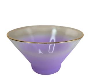 Vintage Mid Century Blendo Lavender Glass Bowl Gold Purple Salad Punch