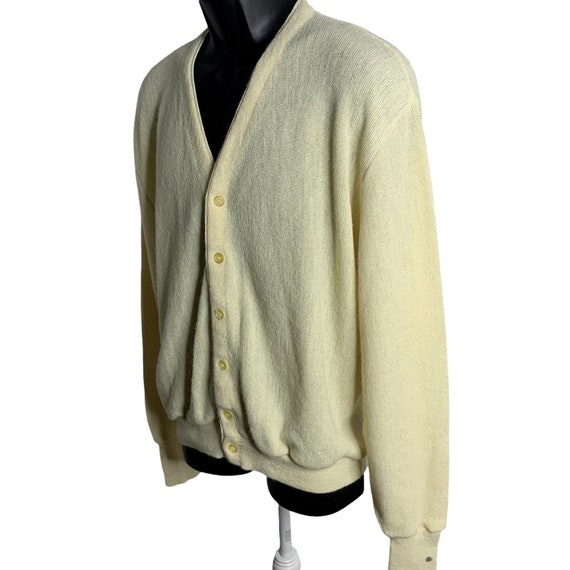 Vintage Mens Jantzen Cardigan Sweater L Cream Kni… - image 5