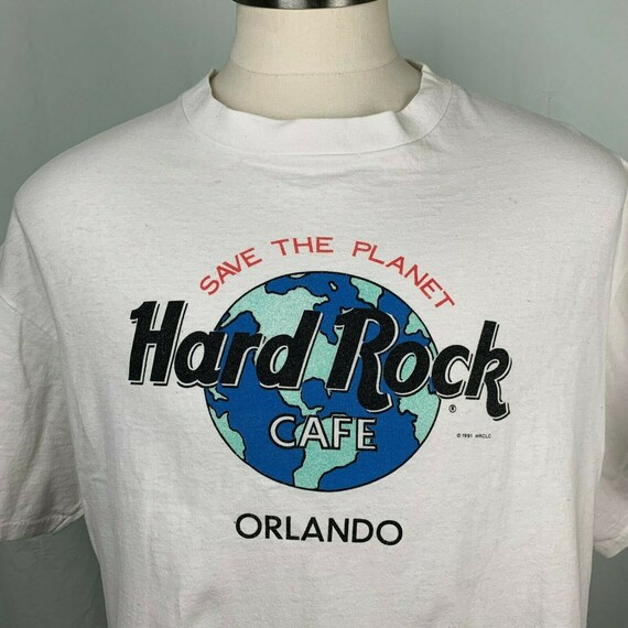 Vintage 1991 Hard Rock Cropped T Shirt One Size Wh