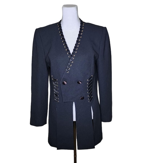 Lorina La Zinni Vintage 90s Lace-up Split Blazer Women Size 8