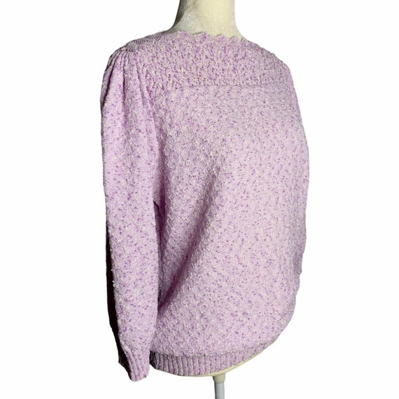 Vintage Boucle Loose Knit Sweater M Purple Boatne… - image 5