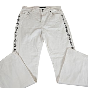 Vintage 90s Lauren Ralph Lauren White Beaded Western Jeans Womens 