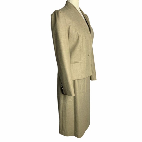 Vintage 60s Wool Skirt Suit XS Beige Fully Lined … - image 4