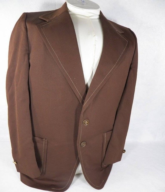 Vtg 1970's Brown Johnny Miller Sportcoat Blazer W… - image 1