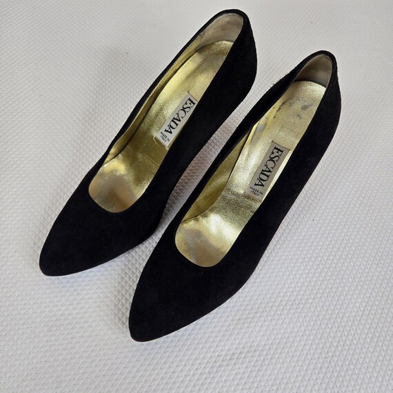 Vintage 90er Jahre Escada Wildleder Nietenabsatz Pumps Damenschuhe