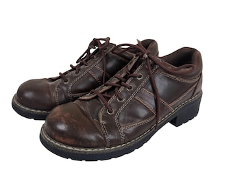 Zapatos Oxford marrones con cordones estilo vintage de los 90 del Lower East Side, talla 10 para mujer.