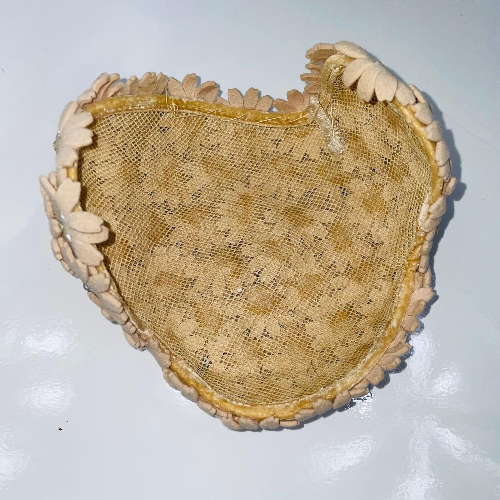 Vintage 50s Crown Beige Hat Floral Pearls Wedding Dance Costume Theatre 1950 main image 3