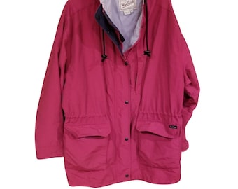Vintage jaren 90 Woolrich antieke rozerode jas dames XL winterjas met capuchon