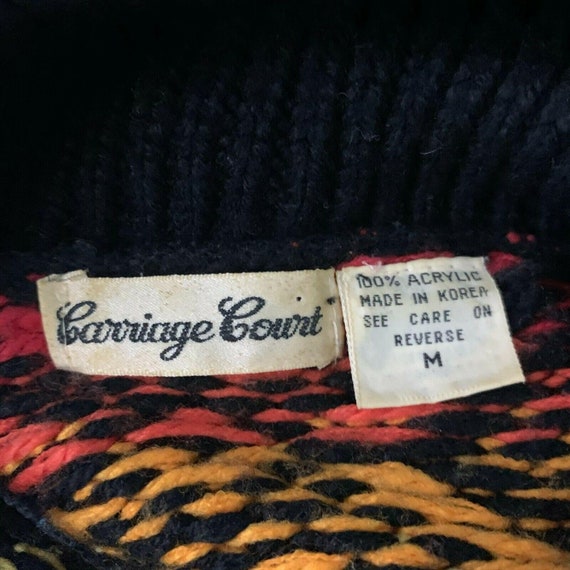 Vintage Pullover Turtleneck Ski Sweater M Rainbow… - image 7