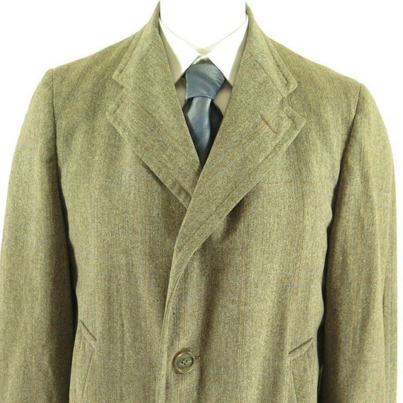 Vintage 50s Desmonds Wool Overcoat M Brown Button… - image 2