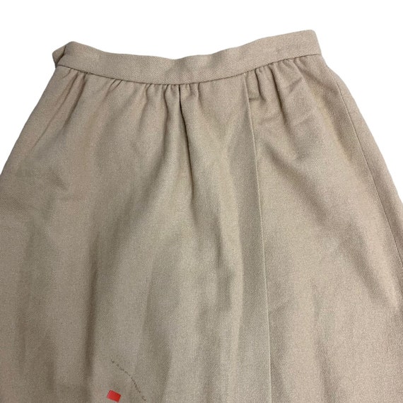 Vintage Faux Wrap Wool Midi Skirt S Brown Pleated… - image 5
