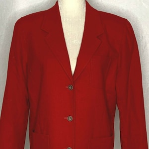 Liz Sport Blazer Sport Coat 8 Petite Red Wool Boyfriend Baggy
