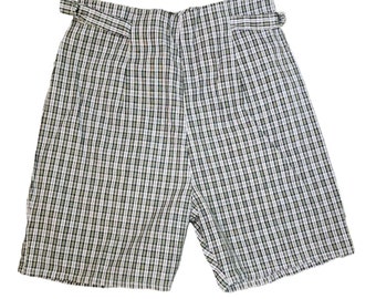 Vintage rutiga shorts från 70-talet: Preppy hög midja, storlek S