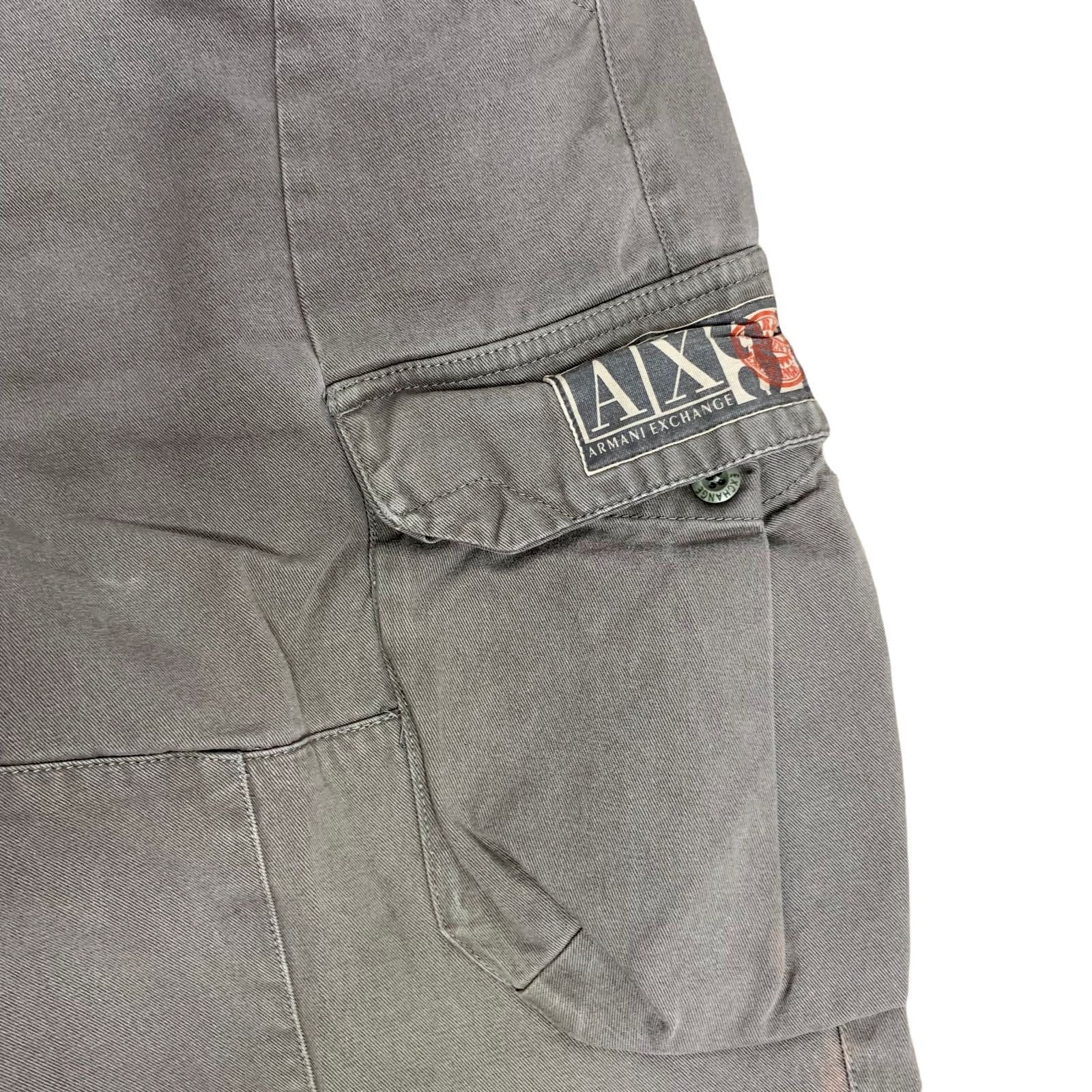 Vintage 90s Armani Exchange Cut off Cargo Shorts 36 Grey Button