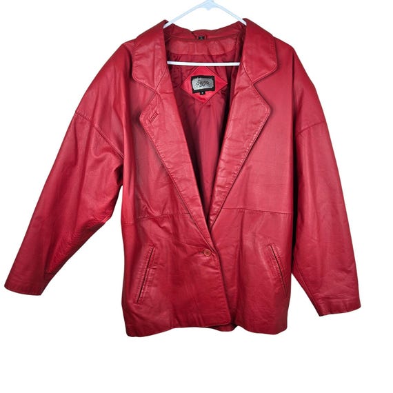 Veste Femme En Cuir Véritable Rouge - Marque Oltre, Taille 48, Neuve Avec étiquette