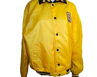 Vintage des années 70 Swingster Satin Bomber Jacket Mens Taille M Jaune Tournesol