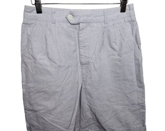 Vintage 90s Preppy Pleated Shorts Womens Size M White Stripe Pockets