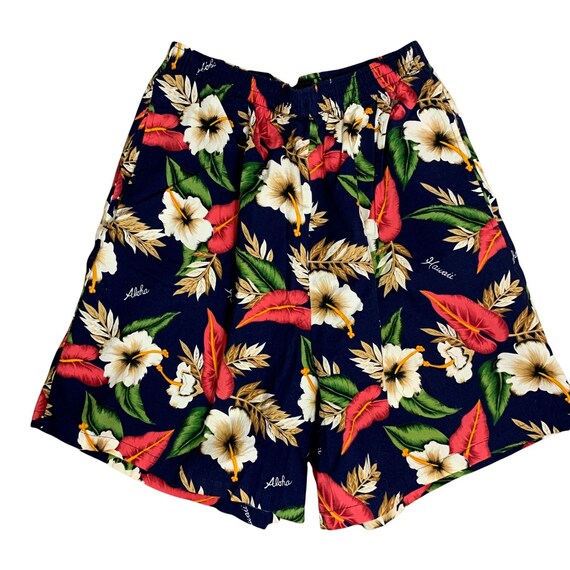 Vintage Hawaiian T Shirt Shorts Set XL Cream Flor… - image 6