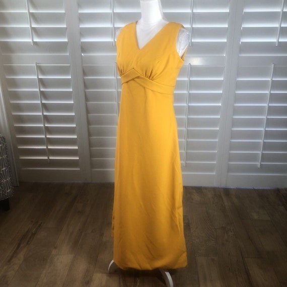 Vtg 70s Handmade Sleeveless Gold Mustard Yellow A… - image 10