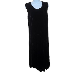 Vintage 90s Comme des Garcons Velvet Maxi Dress Womens S Black Scalloped Hem