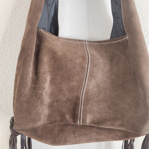 Vintage 90s Y2k Dolce & Gabbana Brown Suede Bag S… - image 2