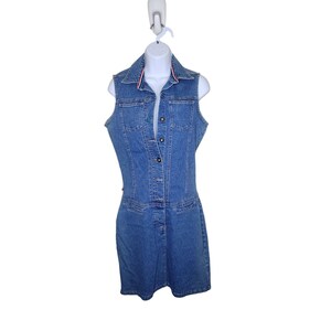 Vintage Y2K Tommy Hilfiger Sleeveless Denim Dress Womens Size M