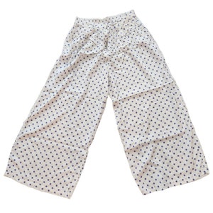 Vintage 90s White Purple Polka Dot Wide Legged Pants High Rise Baggy L