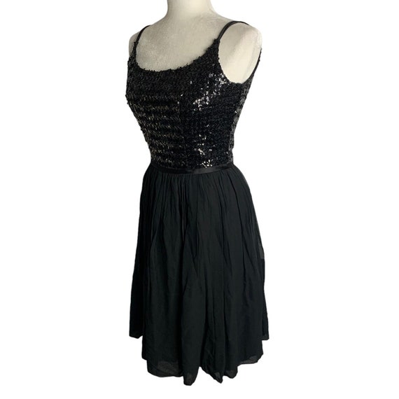 Vintage 50s Sequin Evening Swing Dress S Black Sl… - image 7