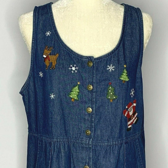 Vintage Bobbie Brooks Christmas Dress M Dark Denim
