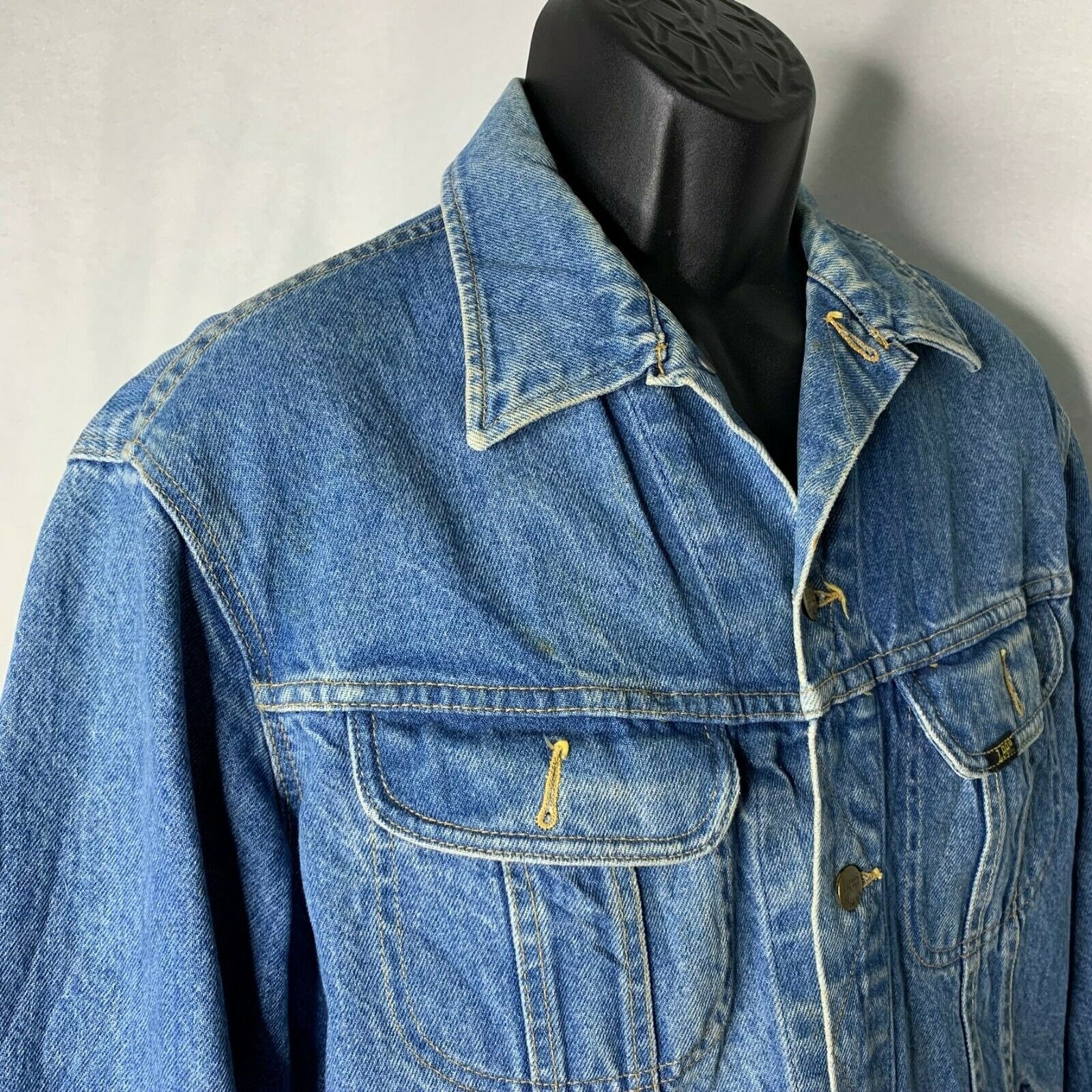 Buy Vintage Lee Denim Jacket M Med Wash Pockets Buttons Embroidery 