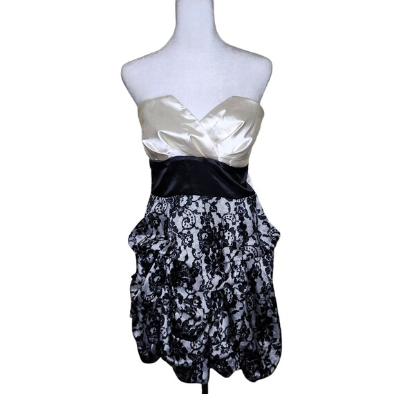 petite black halter neck frilled mini dress La Rue Bow Bust Mini Dress Black/Champagne main image 0
