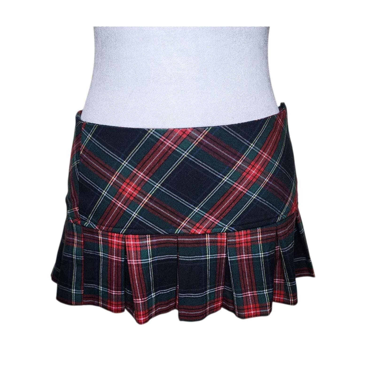 Vintage Y2K Charlotte Russe Low Waist Pleated Micro Mini Skirt Womens S Plaid Red