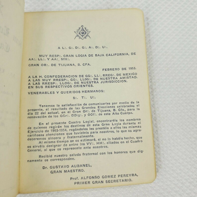 Vintage 1953 Free Mason Masonic Book Booklet Spanish Baja CA Etsy