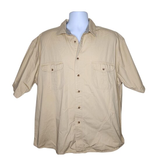 Eddie Bauer, Vintage 80s Eddie Bauer Short Sleeve Button Up Shirt Mens Size XXL Beige