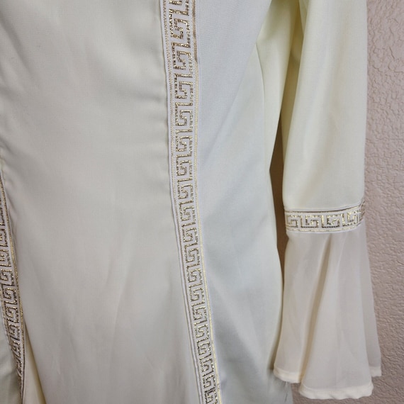 Vintage 60s Mod Dress Size S Ivory Gold Grecian G… - image 5