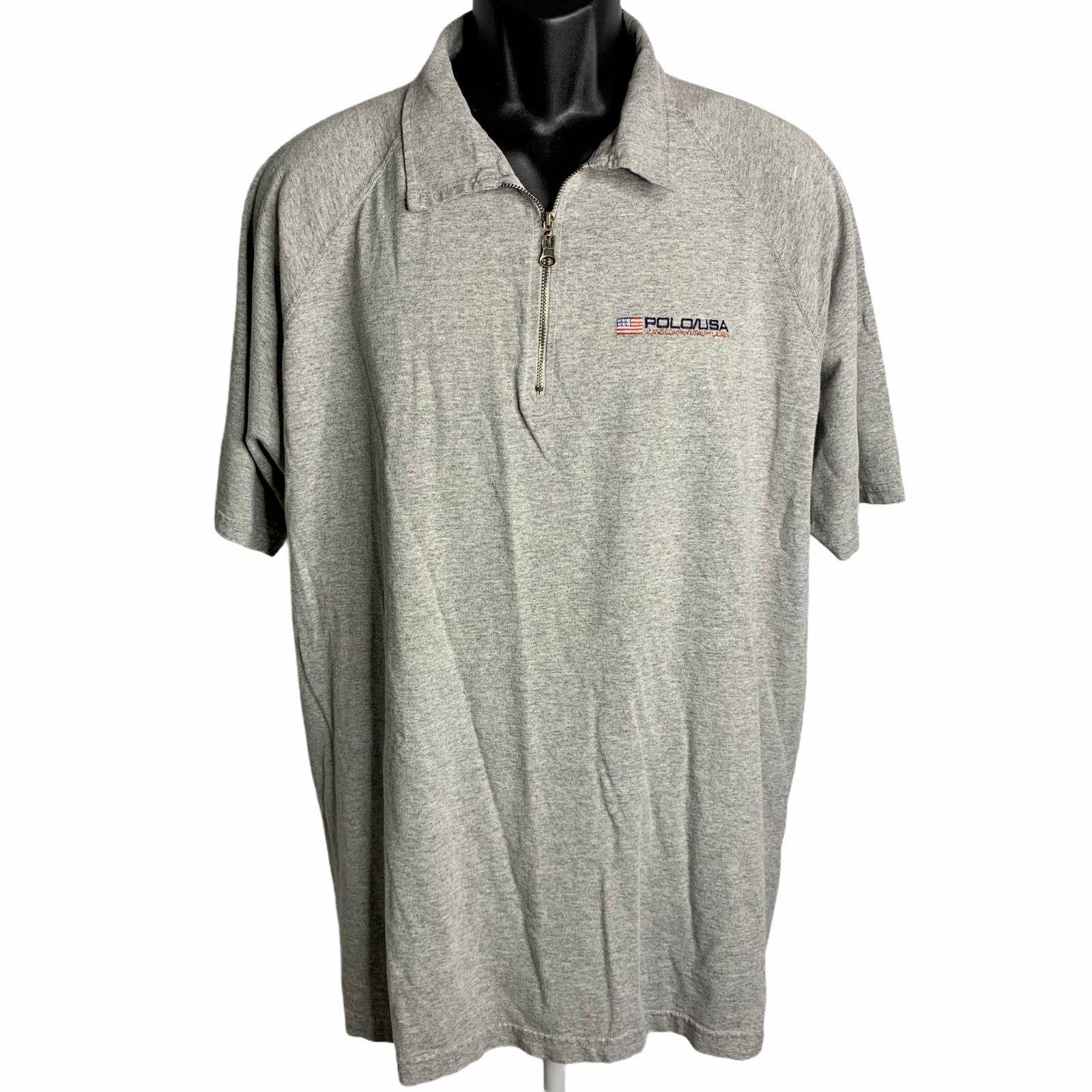 Vintage 90s Polo Ralph Lauren Quarter Zip Polo Shirt XL Grey