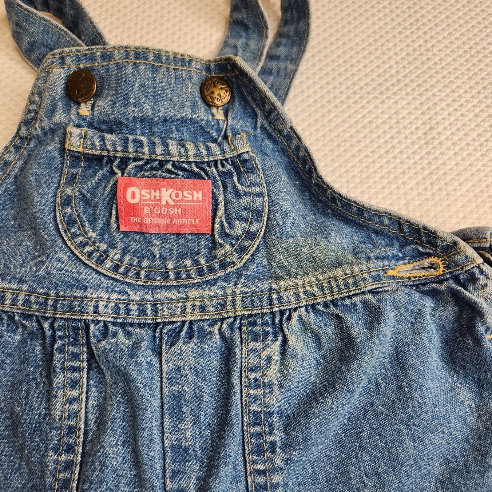 Vintage 80s Oshkosh Bgosh Blue Denim Bib Overalls 18 Mo Made in
