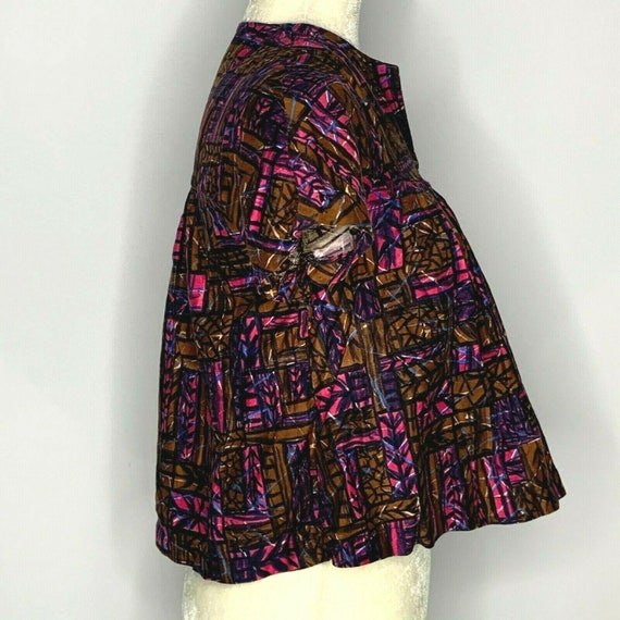 Vintage 60s Babydoll Shirt S Pink Brown Tribal Na… - image 3