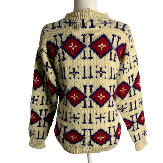 Vintage Knit Wool Mock Neck Sweater S Beige Long … - image 4