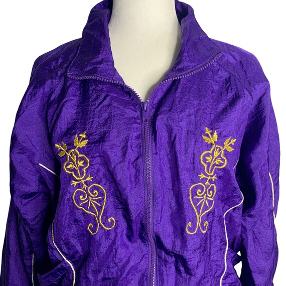 Vintage Nylon Track Jacket Pants Set L Purple Lin… - image 3