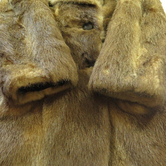 Vintage 90s Real Beaver Fur Coat S Brown Double B… - image 7