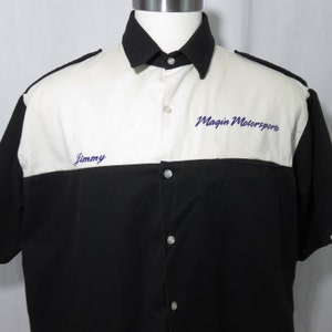 Vtg Simpson Racing XL Button Front Shirt Black White Magin Motorsports Sanderson