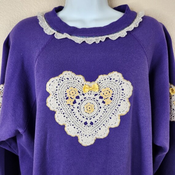 Vintage 80s Granny Core Crewneck Sweatshirt Women… - image 2
