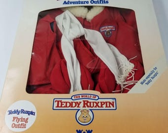 Vintage Grubby Teddy Ruxpin Adventure Outfits The Pilot Flying Book Cassette New
