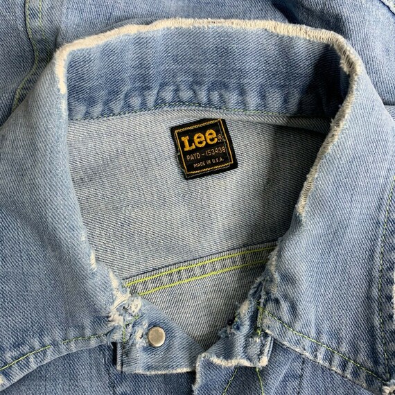 Vintage 60s Lee Denim Trucker Jacket M Destroyed … - image 10