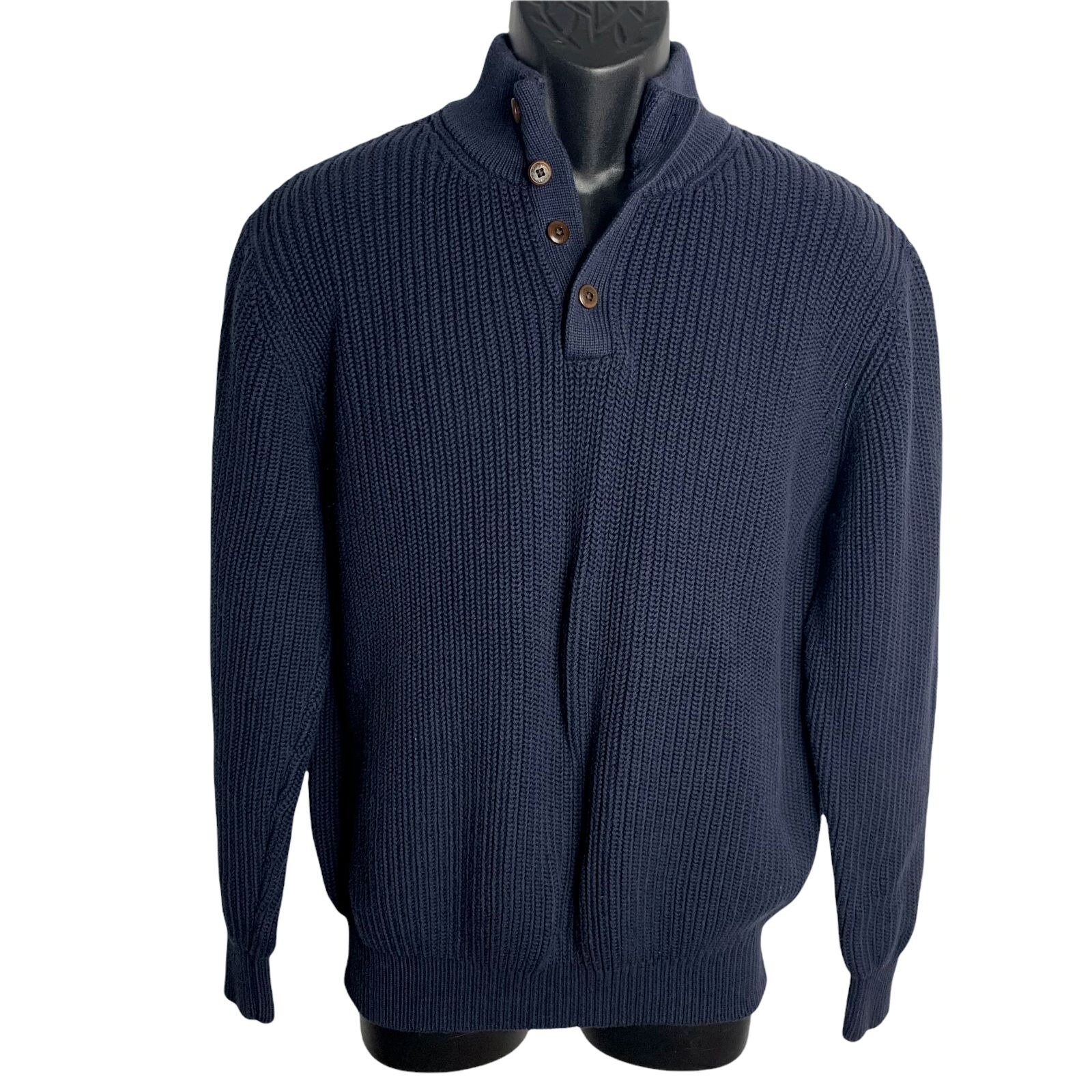 LL Bean Cable Knit Grandpa Mens Sweater 