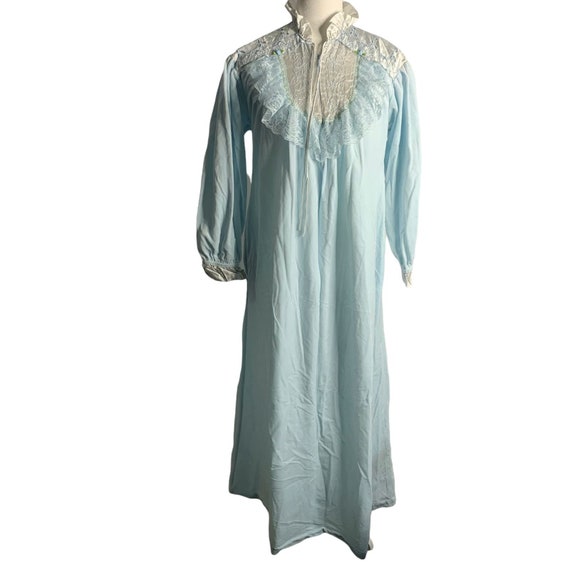 Vintage Gilligan Omalley House Coat Robe S Blue Velve… - Gem