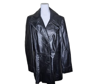 1980s Vintage Black Leather Jacket by Euro Mond of California Size