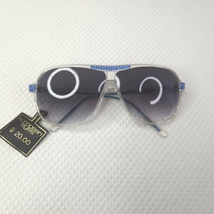 VINTAGE jaren 70 herenzonnebril met dubbele brug blauwe rookgrijze lens New Old Stock